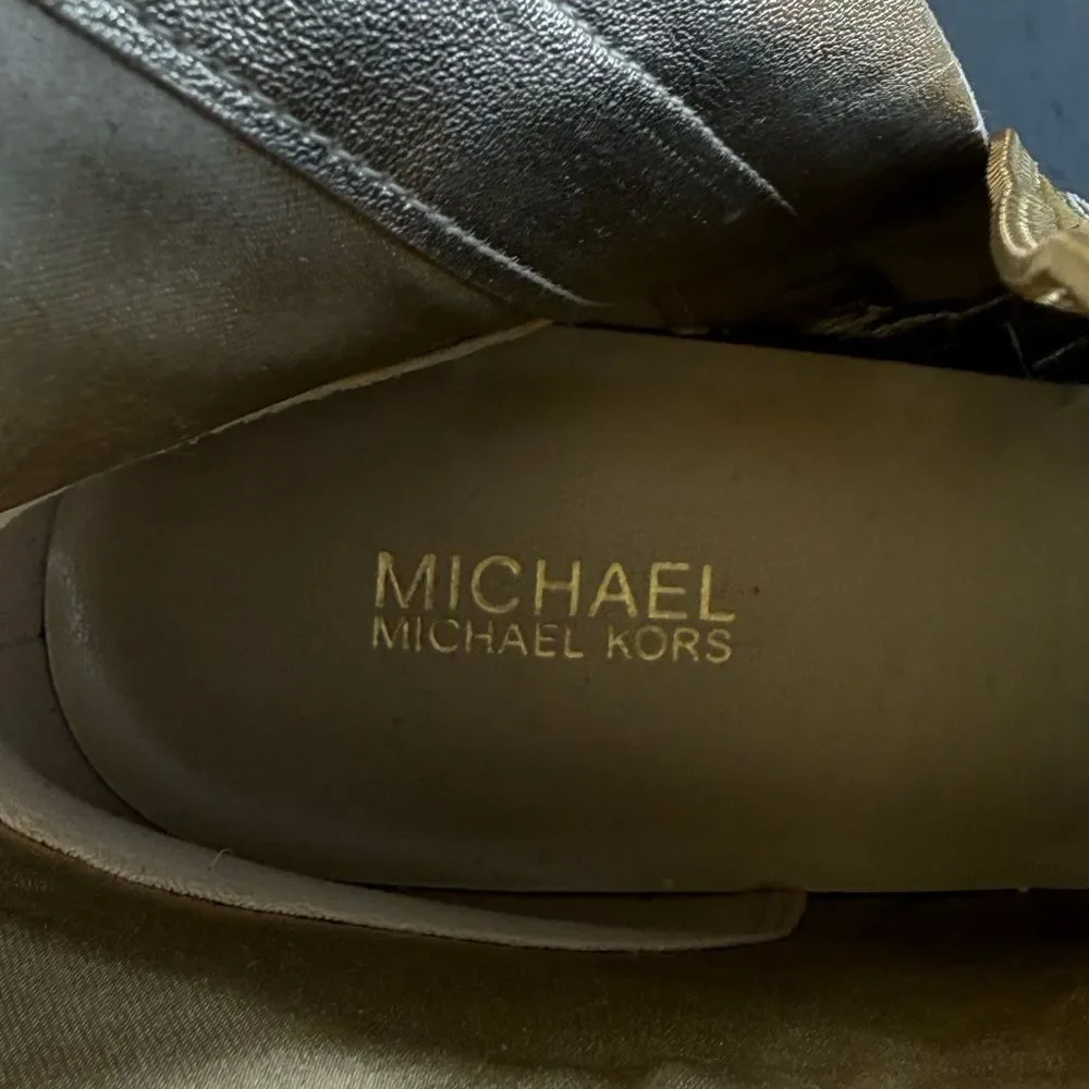 MICHAEL Kors Cosmo Kitten ankle boots gold metallic leather women’s size 6.5 - Picture 8 of 10